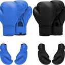 2 Pairs Boxing Gloves for Beginners & Kids, Boxing Training Gloves Suitable for Men & Women, Lightweight Shockproof Gloves for Training & Practice (Blue+Black)