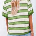 Dokotoo Womens Summer Tops 2026 Striped Color Block Short Sleeve Fashion T-Shirts Crewneck Casual Loose Basic Tee Blouses (Green, M)
