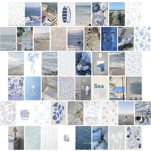 TwoDays Coastal Granddaughter Room Decor, Beachy Aesthetic Wall Collage Kit, Coastal Cowgirl Wall Art Prints for Teen Girls Bedroom, Beach Artwork. (Set of 50, 4"  6")