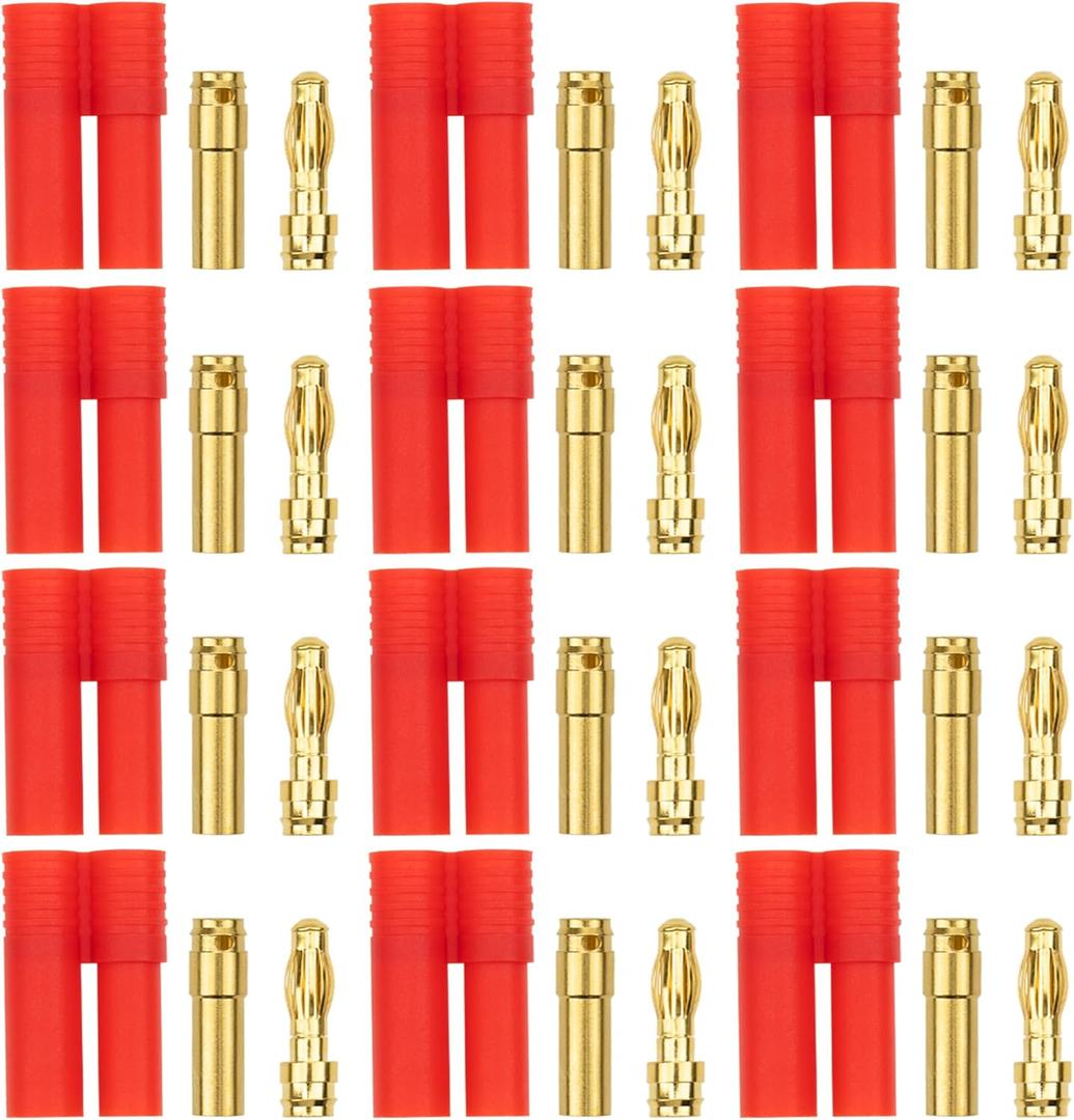 12Pairs HXT 4mm Banana Plugs 4.0mm Gold-Plated Bullet Connector (Unassembled) for RC Car Boat Helicopter ESC LiPo Battery Device Electric Motors