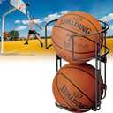 Vertical Ball Rack, Durable Standing Holder Wall Mount for Garage, Hanging Basketball Storage for Indoor or Outdoor, Sport Organizer for 2 Balls, Pole or Wall Mounted