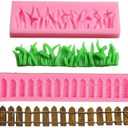 3D Grass Fence for Fondant Silicone Mold, Garden Picket Cake Decoration Fence Fondant Mold for Cake Decoration, Cupcake Topper, Polymer Clay, Candy, Chocolate, Soap Wax Making Crafting Project