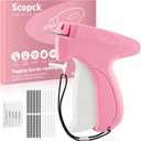 Handheld Stitch Tag Gun for Clothes, Quick Clothing Fixer, Tagging, Sewing Kit Includes 6 Needle, 1000 Black Fasteners & 1000 White Fasteners, Pink
