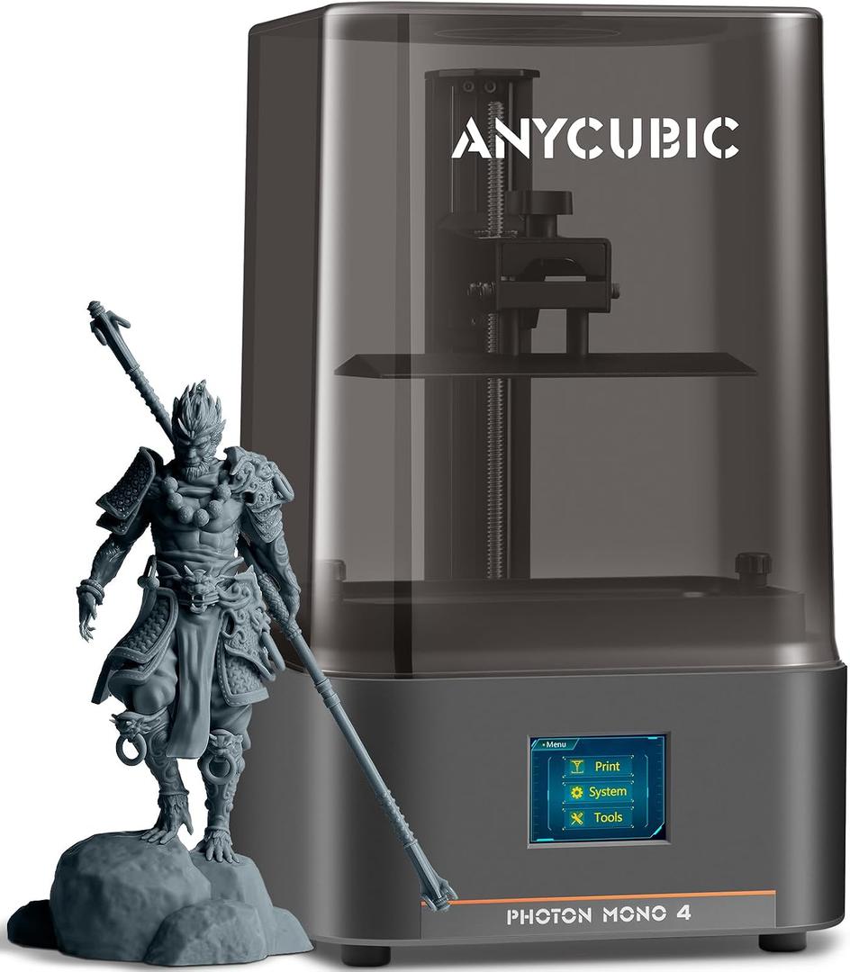 ANYCUBIC Photon Mono 4, Resin 3D Printer with 7'' 10K Mono LCD Screen, Stable Light Turbo Light Source and 70mm/h Fast Printing, Print Volume 6.04'' x 3.42'' x 6.49''