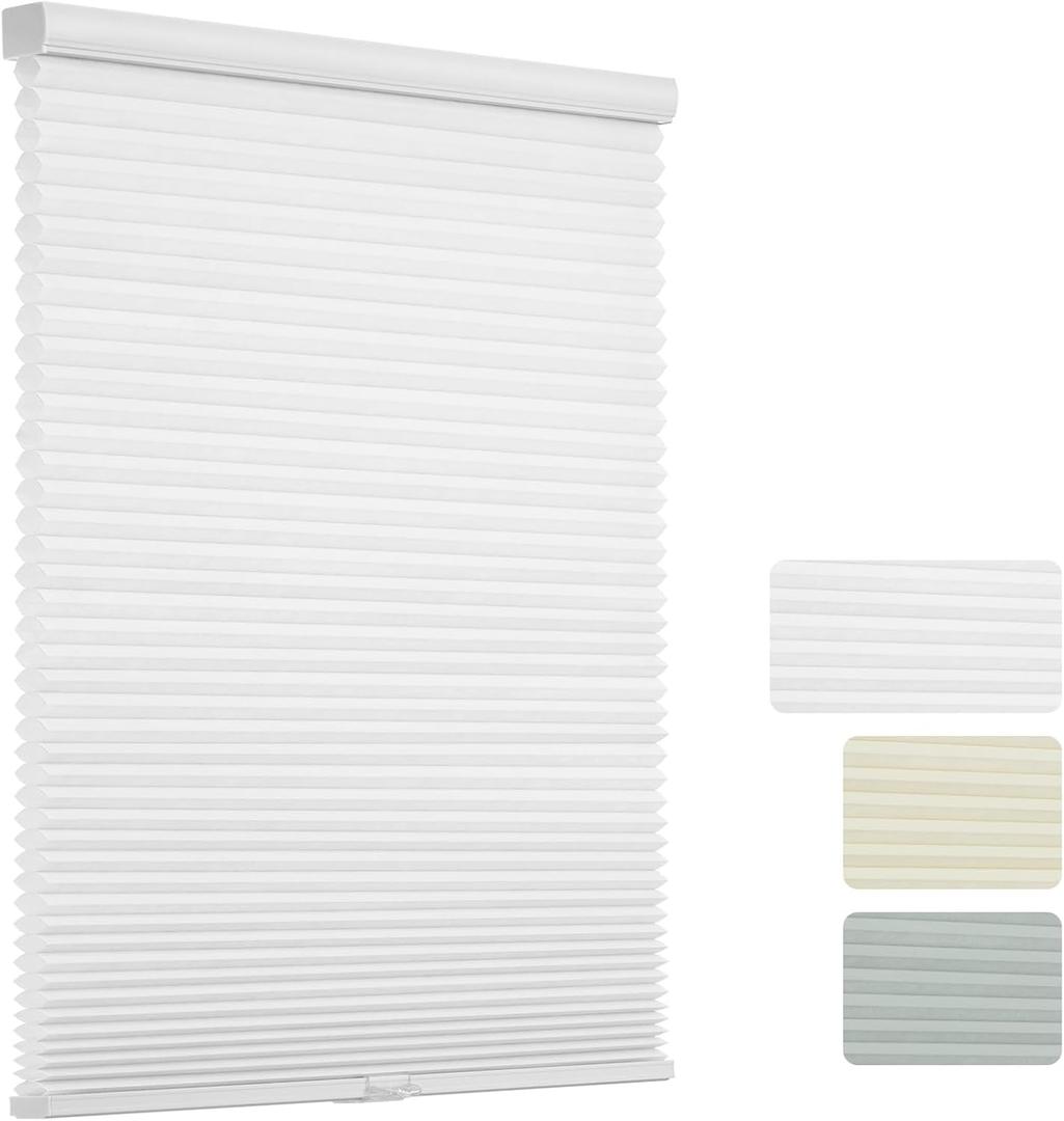 Changshade Cordless Light Filtering Cellular Shades, Honeycomb Shades, 1.5" Single Cell Pleated Window Blinds for Bedroom, Child Room