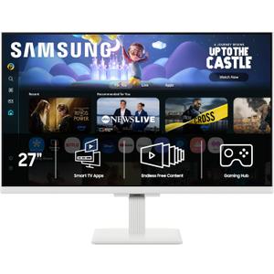Samsung 27-Inch M5 (M50F) Series FHD Smart Monitor with Streaming TV, Speakers, HDR10, Gaming Hub, Multiple Ports, Workout Tracker, Vision Accessibility Tools, White, LS27FM503ENXZA