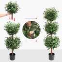 Artificial Olive Triple Ball Topiary Trees, 4FT Faux Olive Topiary Tree, 47 Inch Fake Potted Plants for Indoor Porch Decor