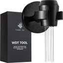 WDT Espresso Distribution Tool  8 Needle Coffee Stirrer (0.35mm) with Magnetic Wall Mount  Professional Aluminum Espresso Leveler for Clump Breaking & Consistent Extraction  Black