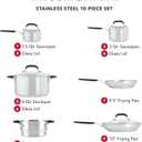 KitchenAid Stainless Steel Cookware/Pots and Pans Set, 10 Piece, Brushed Stainless Steel