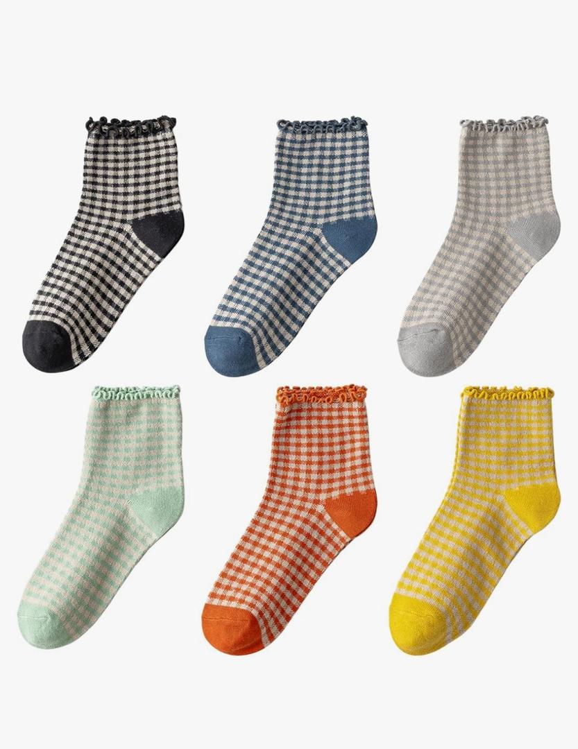 DarkCom Women's Ruffle Ankle Socks - 6 Pairs, Super Soft, Breathable, Cute Frilly Socks for Mary Jane Shoes