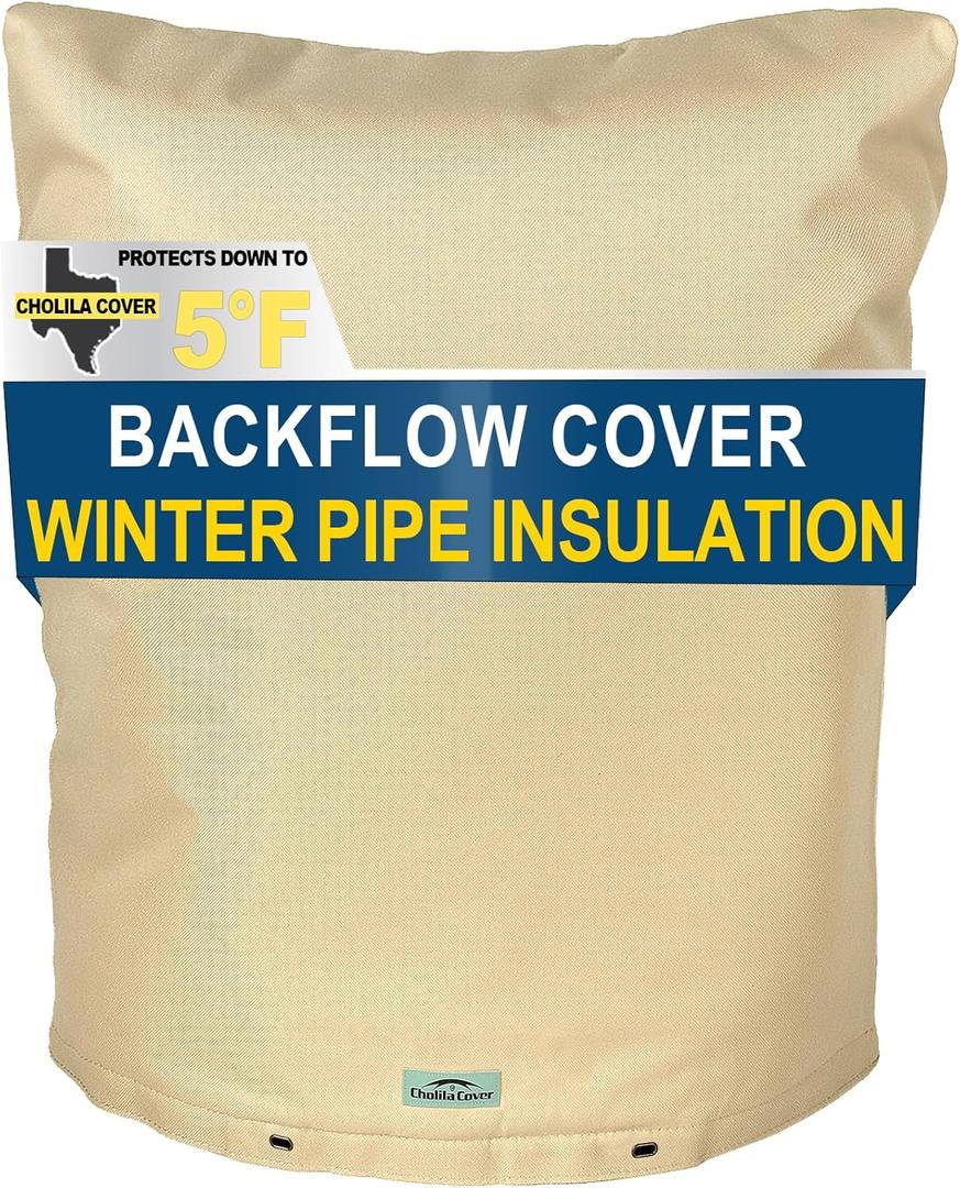 Backflow Preventer Cover Insulated (5F) - 24" W x 26" H Backflow Cover for Winter Pipe Freeze Protection - Sprinkler Covers for Outside - Double Wall Insulation Cover Khaki