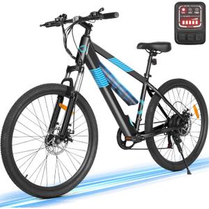 Electric Bike for Adults,36V Built-in Invisible Removable Battery,350W Brushless Motor(Peak 450W) Electric Mountain Bike,26" Tires&Front Fork Suspension,UL Certified 7-Speed (BLACK)