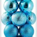 20ct Baby Blue Christmas Ball Ornaments Shatterproof Plastic Christmas Tree Decorations for Xmas Party Home Office Holiday Decor -Large Size (3.15", 80mm)