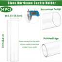 24 Pcs Hurricane Candle Holder Sleeve, W:3.35" H:14" Bottomless Clear Glass Cylinder Candleholder Cover Open Both Ends Glass Chimney, Candle Shade for Centerpieces, Wedding Party Event Decor