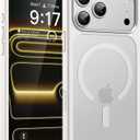 Magnetic for iPhone 17 Pro Max Case (Compatible with Magsafe) (Military Grade Shockproof) (Reinforced Camera Protection) Translucent Anti-Fingerprint Phone Cover, White