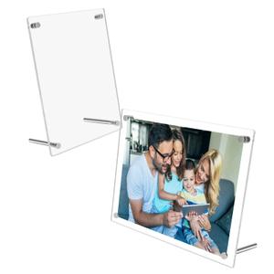 2 x CRAFTIFANO 2 Pack Acrylic Picture Frame 5x7 Inch Tabletop Clip Frame Convertible Horizontal Vertical Display for Photos Art Certificates UV Protected Floating Frame (2, Clear)