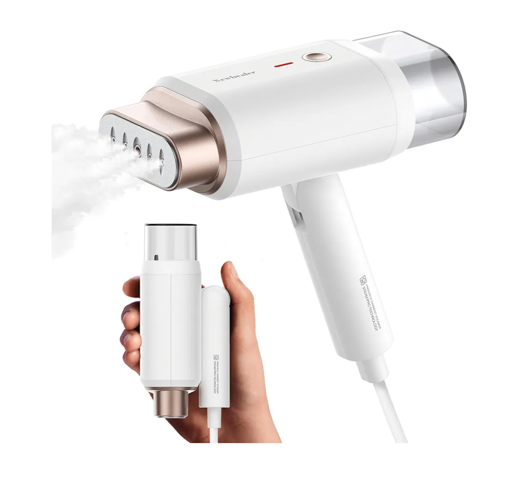 Newbealer Steamer for Clothes, 1200W Travel Steamer with Horizontal & Vertical Steaming, 2 Steam Levels, Dry Ironing, Foldable, 1.5lbs Lightly, 180ml Handheld Fabric Wrinkle Remover (120V Only)