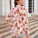 siliteelon Blouses for Women Long Sleeve Button Down Shirts Printed Wrinkle-Free Dressy Casual Blouse Spring Fall Trendy (L)