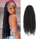 Marley Twist Braiding Hair 16 Inch 3 Packs, Black Cuban Twist Hair Afro Kinky Curly Twist Crochet Hair for Women, Synthetic Marley Hair Extensions(16 Inch, 1B#)