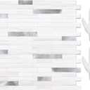 STICKGOO Peel and Stick Backsplash Tile, Stick on Backsplash for Kitchen and Bathroom, Dolomite White Marble Look PVC Mixed Metal Silver Self Adhesive Wall Tiles(10 Sheets) (Dolomite White Marble Mixed Metal Silver)