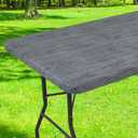 Smiry Rectangle Table Cloth Cover, Waterproof Elastic Fitted Picnic Tablecloth for 8 Foot Tables, Wipeable Flannel Backed Vinyl Tablecloths for Camping, Dining, Outdoor (Dark Grey, 30" x 96")