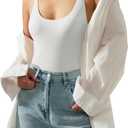 SUUKSESS Women Sexy Scoop Neck Thong Bodysuit Backless Cami Bodysuit Top (White, M)