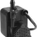 Little Giant PE-1H-PW 115 Volt, 1/125 HP, 186 GPH Epoxy Encapsulated Small Submersible Pump for Fountains and Shallow Water Applications, Hooded Volute and Flow Control Valve, 6-Ft Cord, Black, 566604