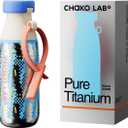 CHAKO LAB Insulated Ti Water Bottle with Two Strap | BPA-Free Leak Proof | 17oz Bottle with Spout Lid & Straw | Sunny