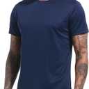 OYGSieg 6 Pack Workout Shirts for Men Short Sleeve Athletic Active Tops Quick Dry Crew Neck T Shirt for Running (L)