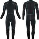 OMGear Kids Wetsuit 3mm Full Suit Neoprene Swimming Suit Long Sleeve Diving Suit Thermal Swimsuit for Children Boys Scuba Diving Surfing Snorkeling (Black/ Aqua, 8)