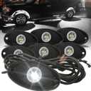 SUNPIE 6 Pods White Rock Lights 6000K Pure White Underglow Light Wheel Wheel Well Lights for Trucks Sedans Car ATV UTV SUV Golf Cart Trailer Motorcycles