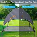 42'' Outdoor Elevated Dog Bed with Canopy, Raised Dogs Bed Medium Large Size Dogs with Six Support Feet, Breathaasdasd Pet Bed with 4 Ice Pack(Medium)