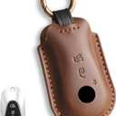 for Mercedes Key fob Cover. Compatible with Mercedes Benz C, CLE, E, S-Class, SL, EQE, EQS, GLC GLS 3 Button Smart Leather Car Key Protector Case Shell Chain Accessories/ Brown