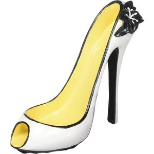 Hilarious Home 8" x 7"H High Heel Wine Bottle Holder - Stylish Conversation Starter Wine Rack (White Flower)