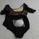 AFAVOM Ballet Dance Leotards for Women Sheer Mesh Lace Leotard Bodysuit Adult Gymnastics Dancewear Ballerina Dance Costumes (Medium, Black)