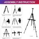 AROIC 8 Pack Painting Display Easel Stand Portable Adjustable Metal Tripod Artist Canvases Height from17to66Inch Extra Sturdy forTable-Top/Floor Painting, Drawingand Displaying,Black with8Storage Bag