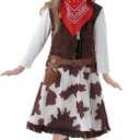 Cowgirl Costume for Girls 6pcs Set Kids Dress Up Birthday Halloween Party Cosplay 3-13 Years