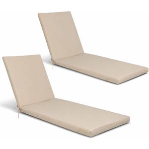 Waterproof Chaise Lounge Cushion Set of 2, 75''L x 24''W x 2.5''T, Outdoor Patio Furniture Cushion for Pool, Garden, Lawn (Beige), 46 inches long x 23 inches wide x 2.5 inches high