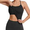 Rooscier Women's Ribbed Sleeveless Yoga Gym Athletic Crop Top Cami with Built in Bra, Small 