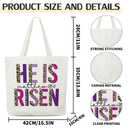 luixd Easter He Is Risen Canvas Tote Bag For Women - Easter Gift Ideas - Reusable Handbag Grocery Bag For Party Egg Hunt Basket - A04