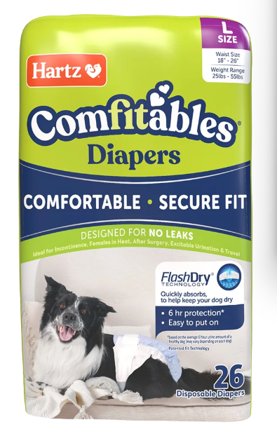 Hartz® Comfitables® Dog Diapers, Size L, 25 - 55 lbs. - 26ct