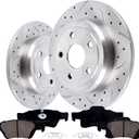 Rear Brake Pads And Rotors Kit Compatible With Dodge Durango 2014-2020,For Jeep Grand Cherokee 2011-2020; W/Solid Rear Discs; Except Srt8 Package; Except Heavy Duty Brakes