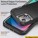 Case is Specially Designed for iPhone 13 6.1 Inch, Full Body Protection Heavy Duty Shock Absorbing 3 in 1 Silicone Rubber Built-in Stand with 2 Tempered Screen Protectors-Black