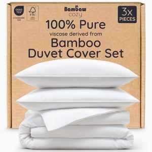 Bambaw 100% Viscose Derived from Bamboo Duvet Cover King Size Set  3pcs, Cooling Duvet Cover King for Hot Sleepers, Soft, Luxury Bedding, No Comforter (White)