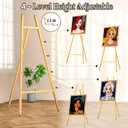 Gold Metal Easel Stand for Sign,Heavy Duty Art Easel with Adjustable Chain,Tripod Structure,4-Level HeightEasels for Wedding Welcome Sign Holder,Baby Shower Poster,Birthday Party,Posters