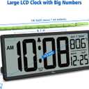 WallarGe 14.5'' Large Digital Wall Clock Battery Operated with Jumbo Numbers, Temperature and Date - Easy to Read and Set, Auto DST
