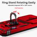 SunStory Compatible with Samsung Galaxy S24 FE 5G Case with HD Screen Protector & Slide Camera Cover & Rotated Ring Kickstand, [Military-Grade] Phone Case for Galaxy S24 FE (Red)