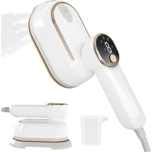 Travel Steamer, 1200W Portable Steamer for Clothes, 10-Second Rapid Heat-Up Plancha a Vapor Para Ropa with LED, 180 Rotating Handle & Ceramic Soleplate for Travel, Home, Office Use (White)