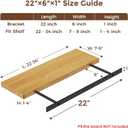 2pcs Floating Shelf Bracket Heavy Duty Floating Mantel Bracket Black Metal Decorative Floating Shelf Hardware Hidden Shelving Mounting Brackets (22X6X1)