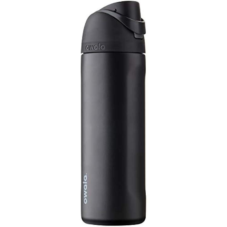 Owala FreeSip Insulated Stainless Steel Water Bottle with Straw, BPAFree Sports Water Bottle, Great for Travel, 24 Oz, Very, Very Dark